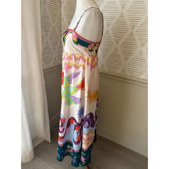 Boutique Women’s Small Graphic Print Boho Abstract Maxi Dress - Picture 5 of 8